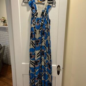 Oliphant Blue and Black Maxi Dress